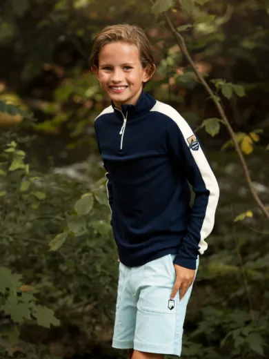 Bilde av WoolLand Ål merino half-zip ulltrøye Blue Ink